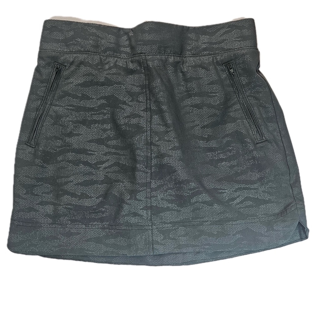 Orvis Skort Womens Small Gray Camo Elastic Waist Zipper Pockets Lined Athletic
